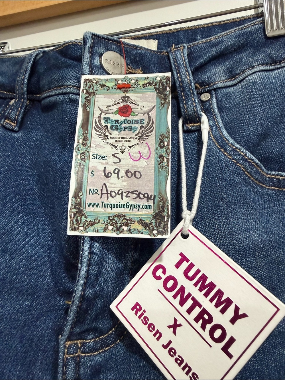 Women's Blue Flare Jeans - Tummy Control Risen Jeans